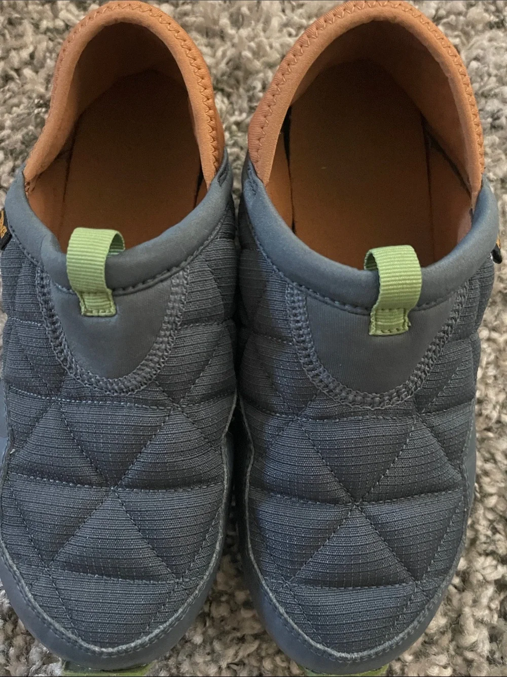 Teva Kids Quilted Slip-On Shoes in Blue with Green Pull Tab